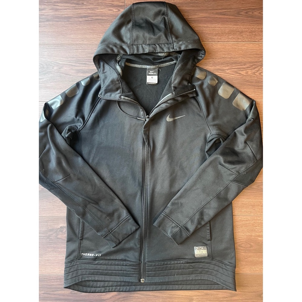 Nike Elite Therma-Fit Basketball Hoodie Mens Medium Black Full Zip Jacket